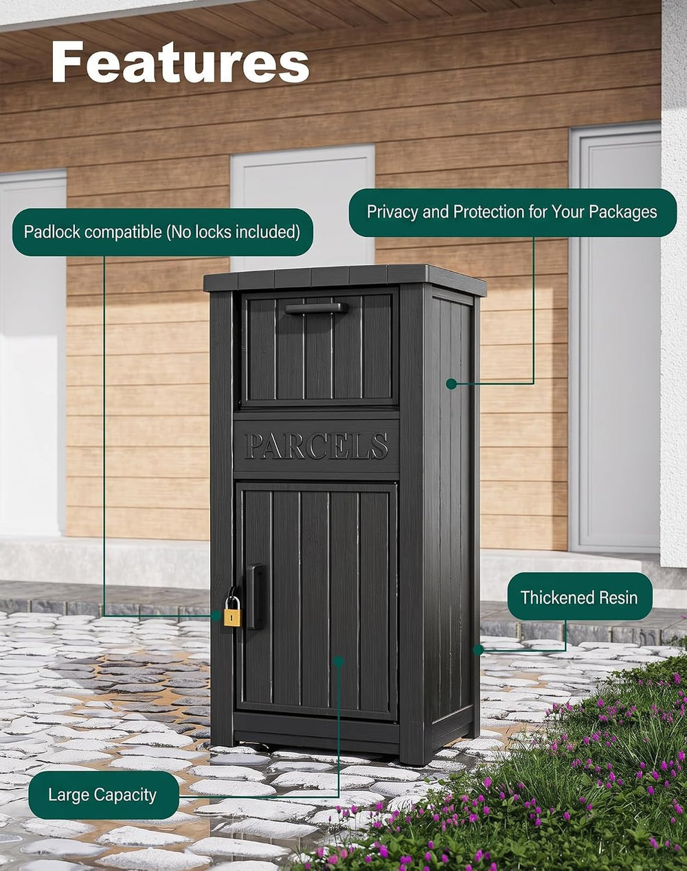 Package Delivery Box for Outside, Large Parcel Drop Box with Lockable Secure,...