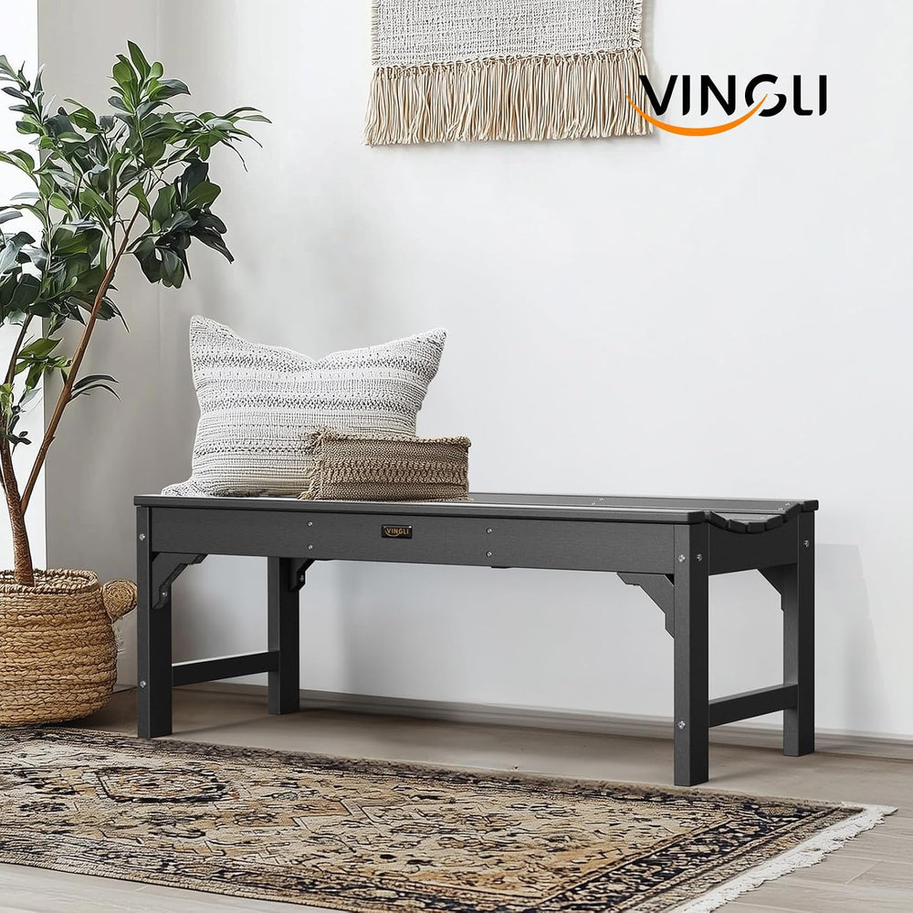 VINGLI Outdoor Bench Garden Bench HDPE Porch Bench, All-Weather Patio Bench, ...