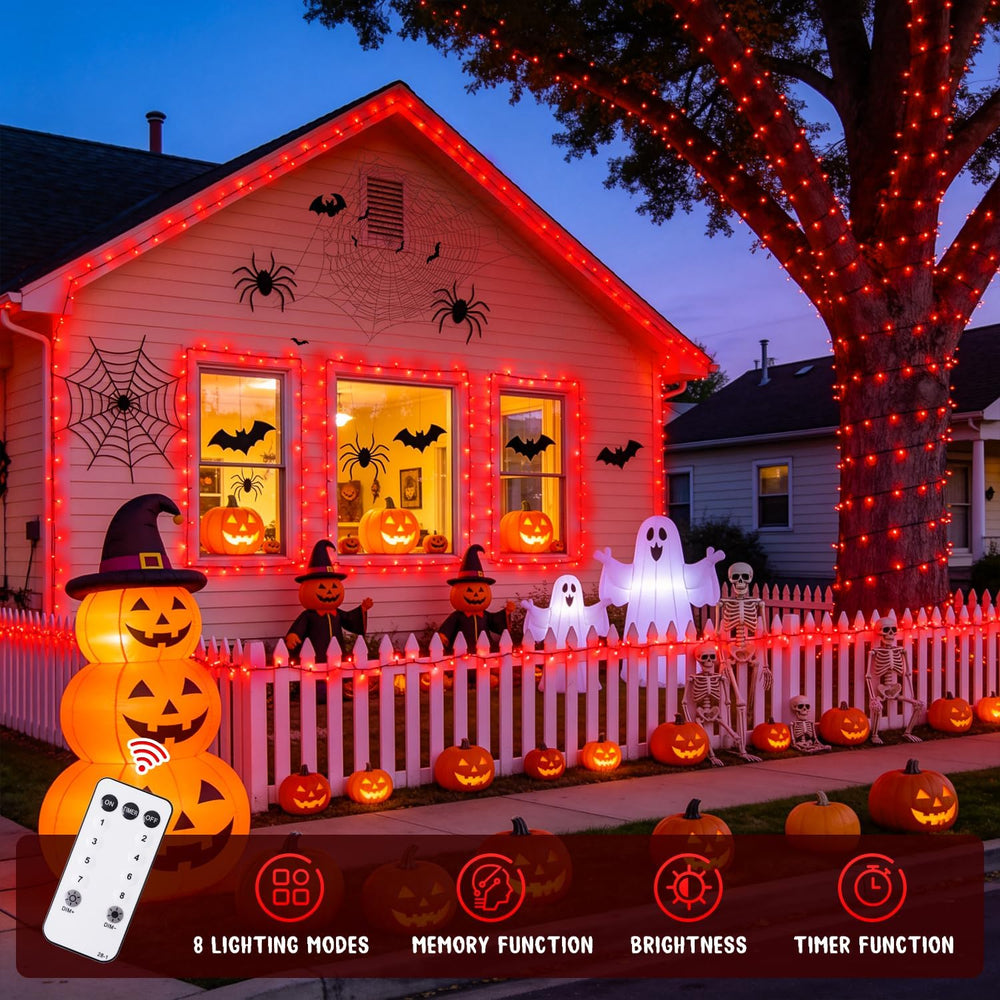 JMEXSUSS 500 LED Halloween Lights Outdoor, Red Christmas String Lights