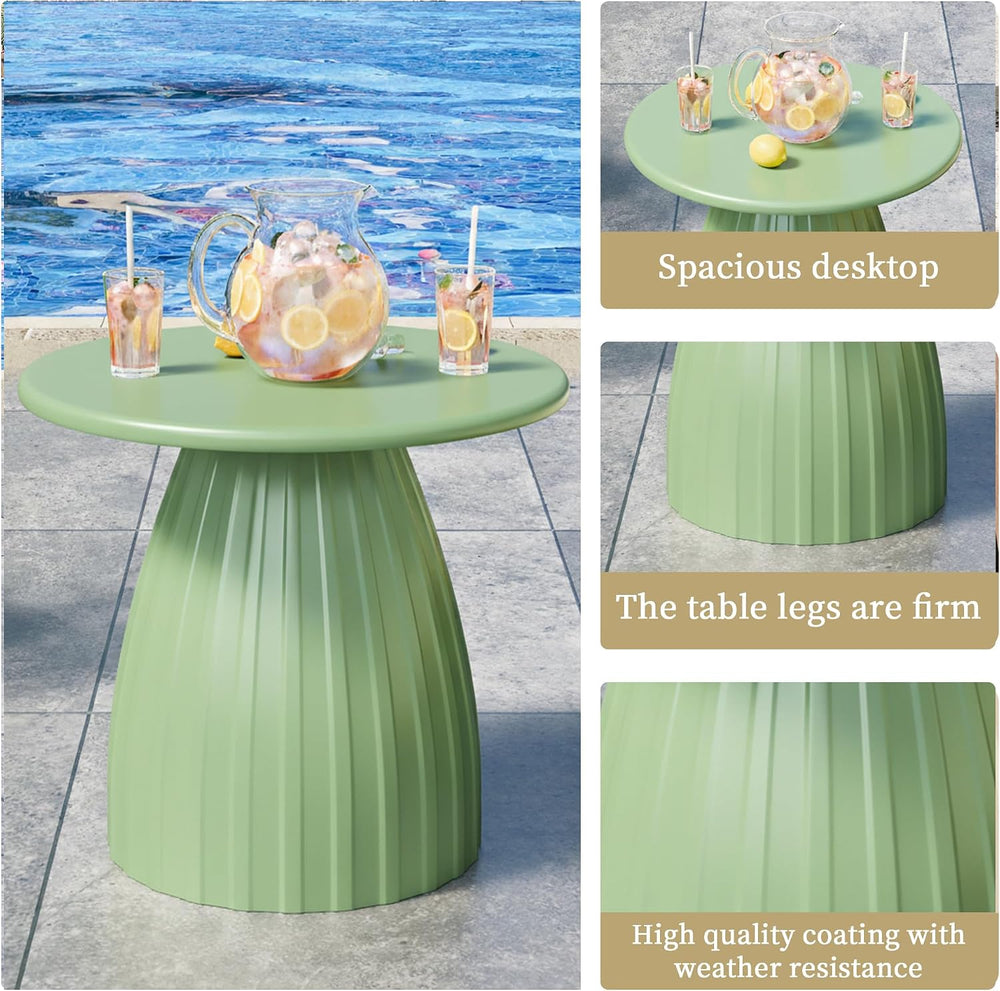 Round Small Patio Side Table Set of 2, Metal Steel Outdoor Side Table, Patio ...