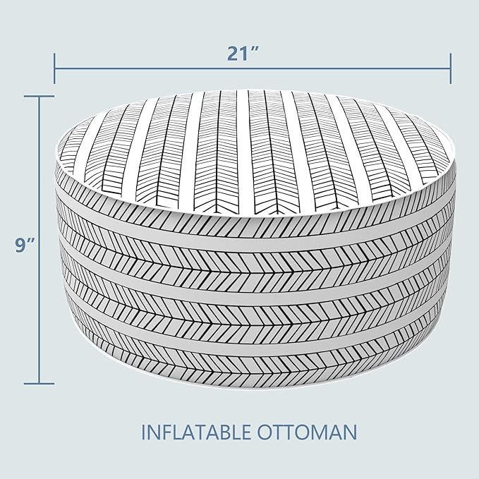 LVTXIII Indoor/Outdoor Inflatable Ottoman with Handle D21 x H9 Inch, Weather-...