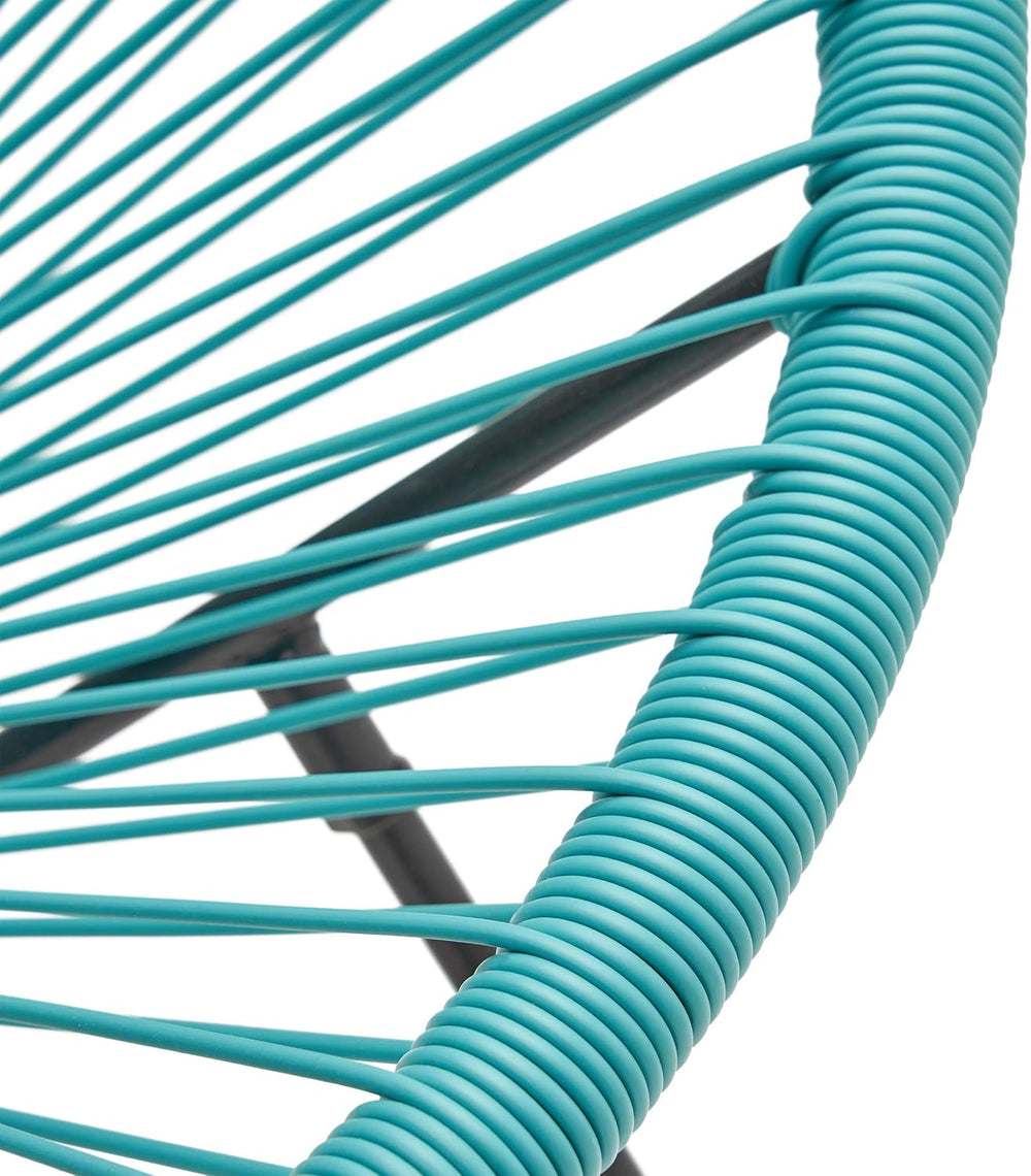 GDFStudio Noble House Anson Outdoor Hammock Weave Chair in Teal and Black (Se...