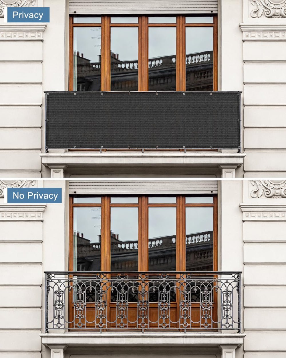 Cool Area Balcony Privacy Screen Fence UV Protection, 3'x12', Black