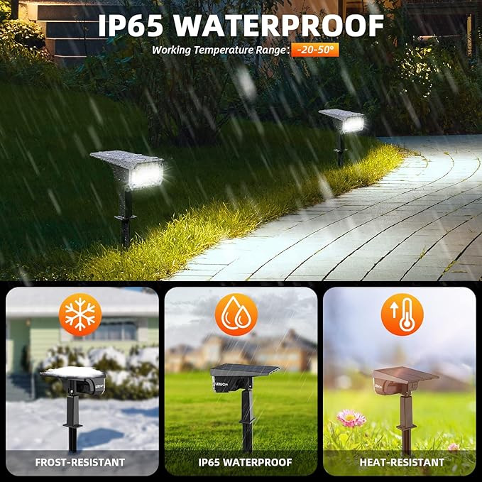 Solar Lights Outdoor Waterproof Landscape Lights, 40 LEDs Solar Spot Lights O...
