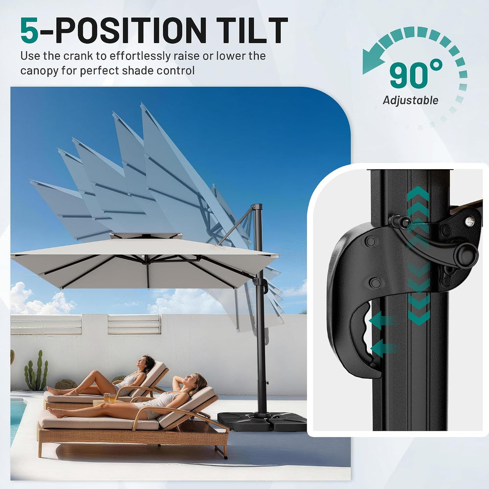 AreShark Double-Top Cantilever Patio Umbrella