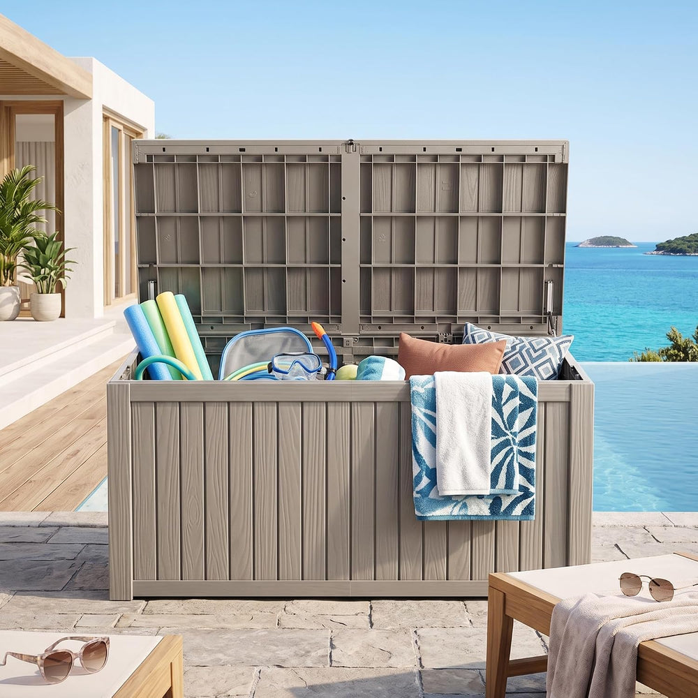 Outdoor Storage Box, 200 Gallon Waterproof Deck Box [Upgraded 3.1], Large Res...