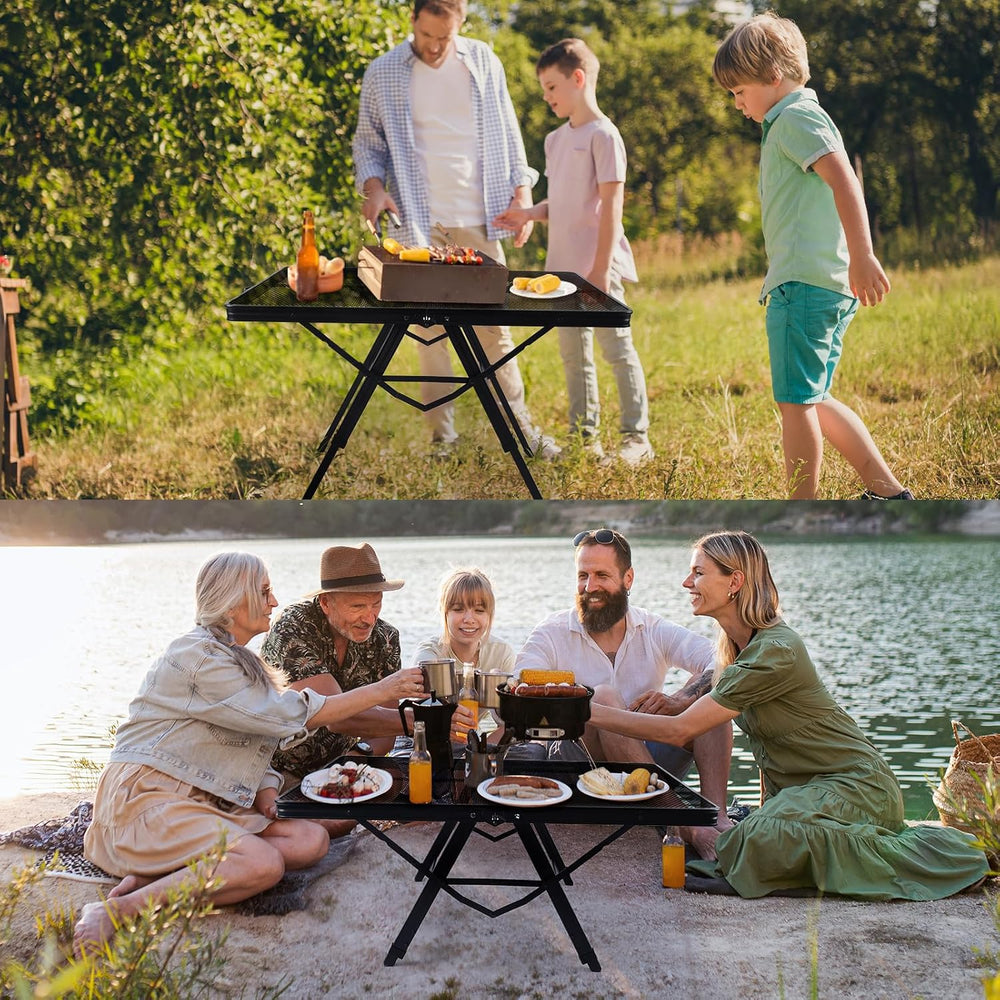 Folding Grill Table, 3x2 FT Adjustable Height Camping Table