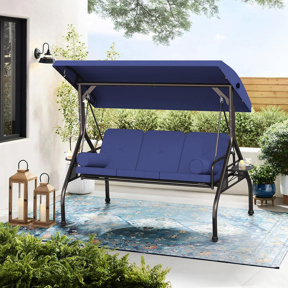 Oakcloud 3-Seat Outdoor Porch Swing with Adjustable Canopy, Large Converting ...