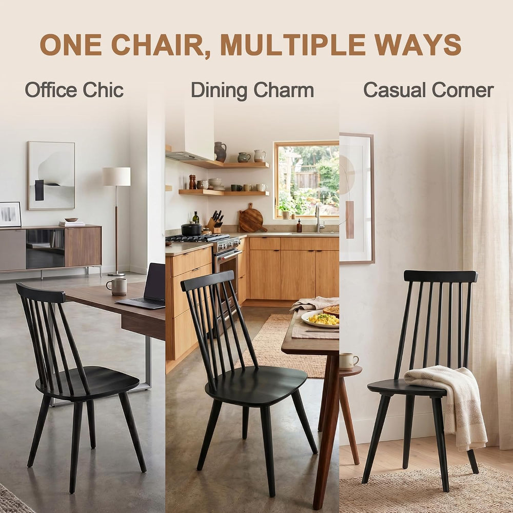 DUHOME Black Windsor Wooden Dining Chairs Set of 8