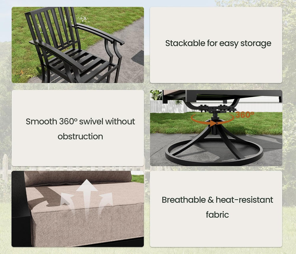9 Pieces Outdoor Patio Dining Set,Patio Table and Chairs Metal Outdoor Patio ...