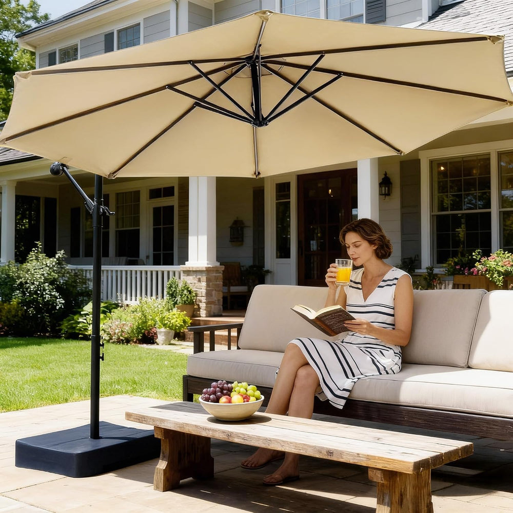 10FT Cantilever Offset Outdoor Patio Umbrella with Base Included