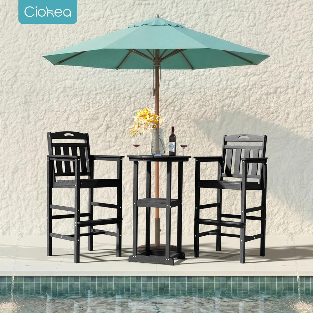 Ciokea Outdoor High Top Bar Set of 3, Space-Saving Bistro Table and Chairs, A...