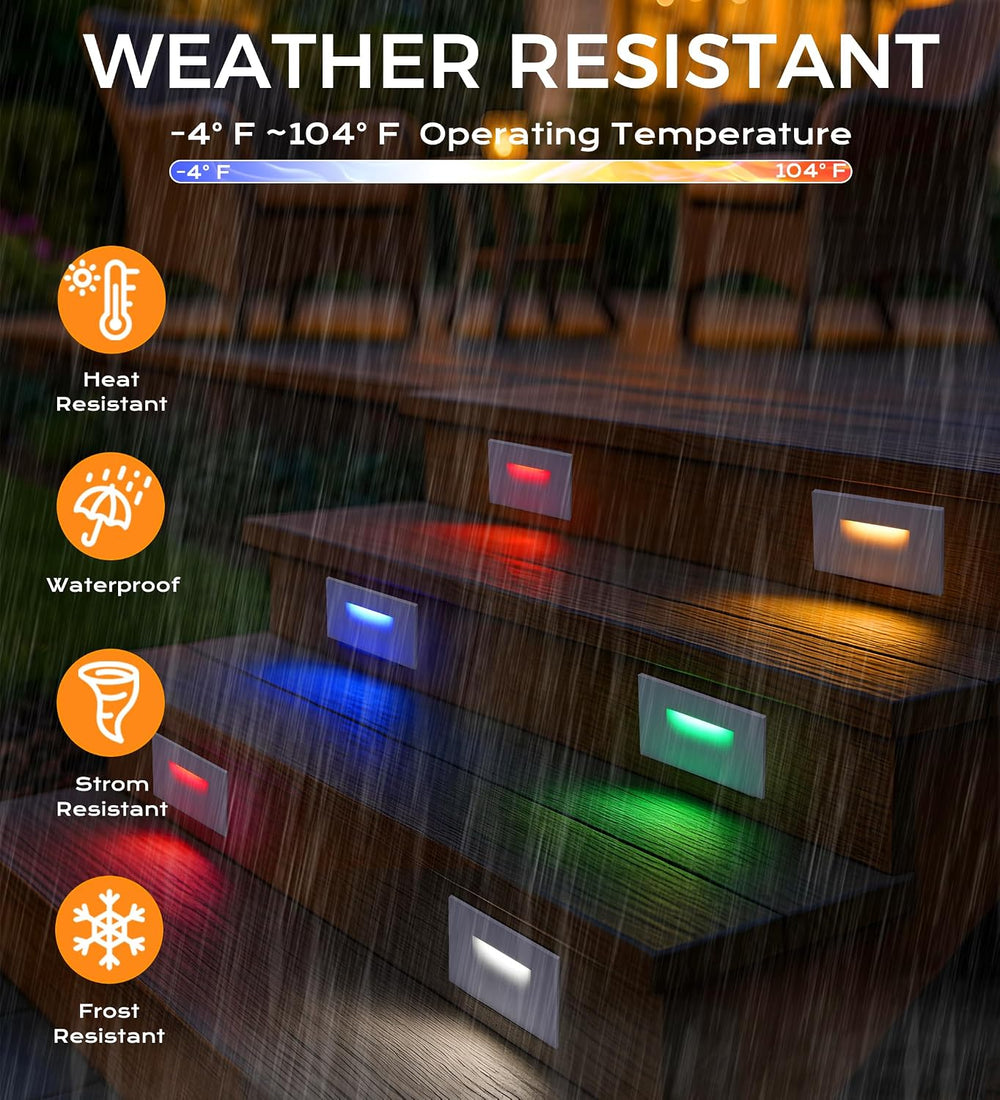 CLOUDY BAY 120V RGBCW LED Indoor Outdoor Step Light,3W 2700K/5000K RGB Select...