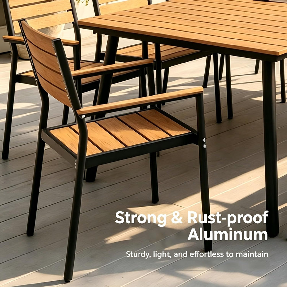 83" Patio Outdoor Dining Table for 8 Person with Wood-Grain Top