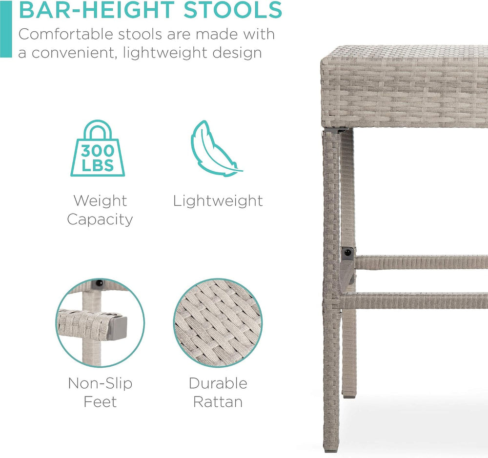 Best Choice Products 5-Piece Outdoor Wicker Bar Table Set for Patio, Poolside...