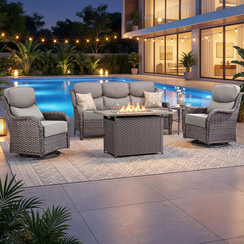 Luxury Patio Furniture Set with 6-inch Thick Cushion, Outdoor Furniture with ...