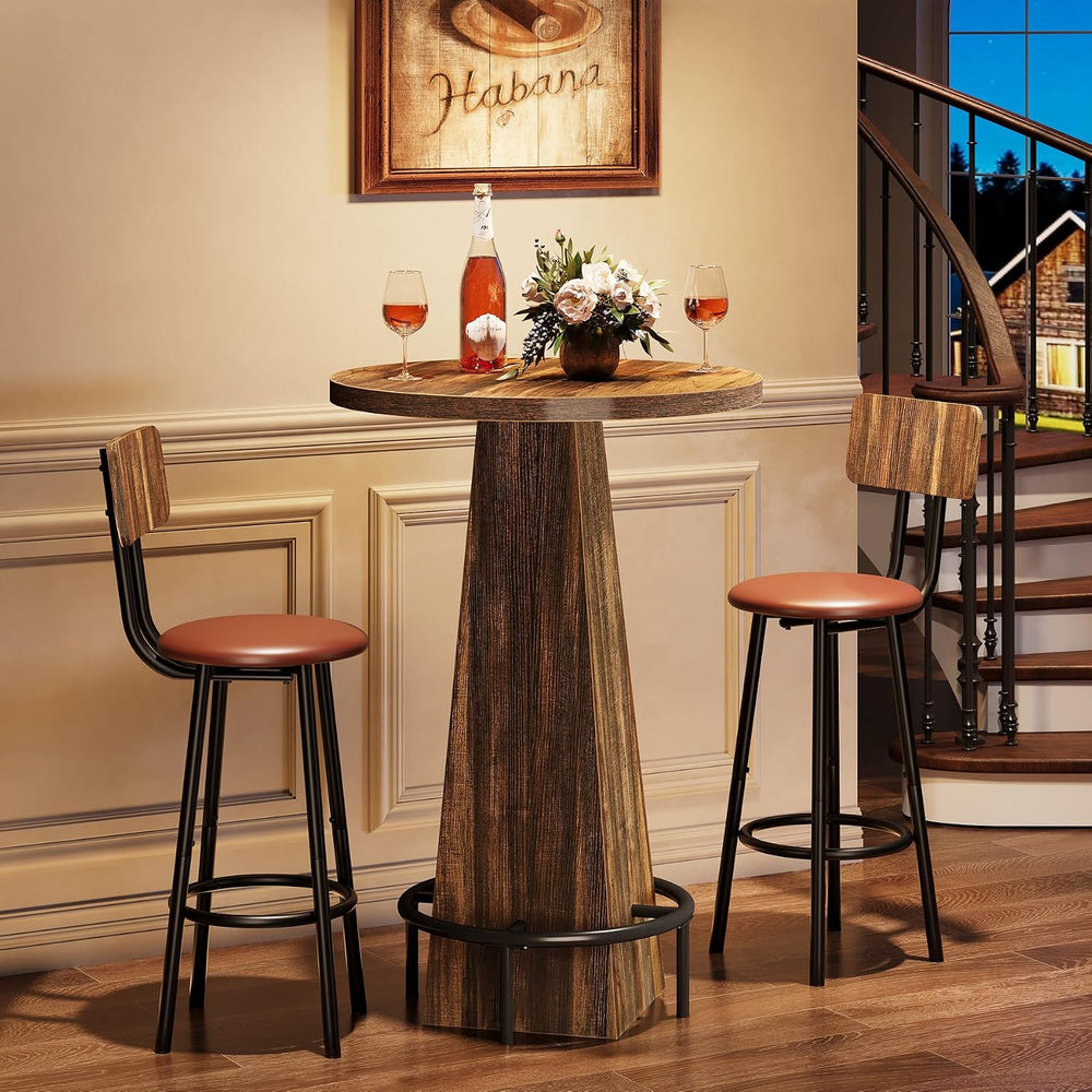 Tribesigns Bistro Pub Table, 37.4" High Round Bar Table for Small Bars, ...