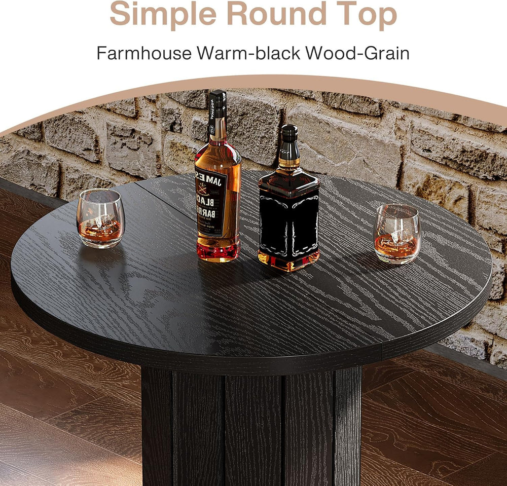 Tribesigns Round Bar Table, 39.4" H Wood Bistro Pub Table with Metal Rin...