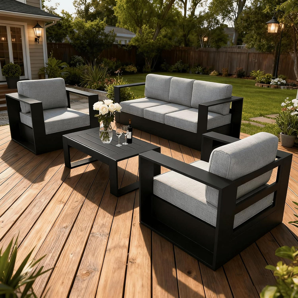 4 Piece Oversized Aluminum Outdoor Furniture Set with Coffee Table