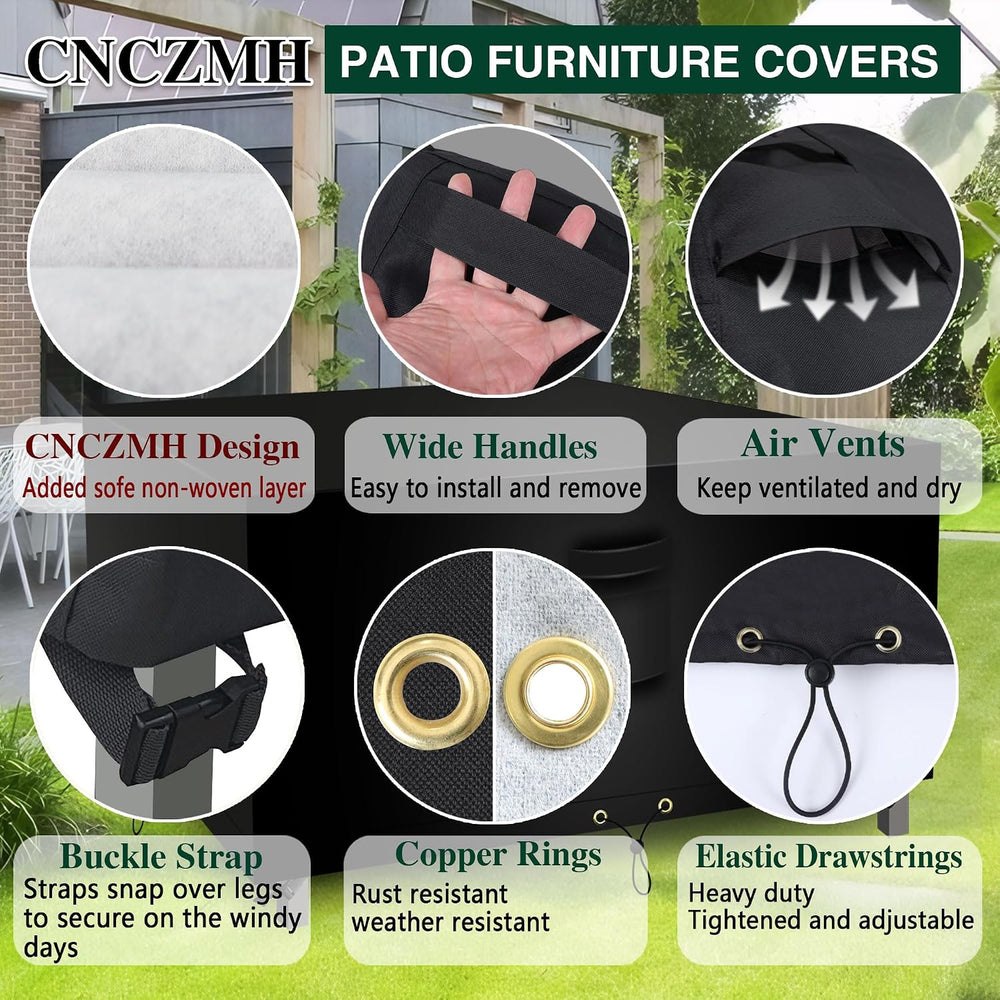 Square Heavy Duty Patio Table Covers Waterproof, 600D Outdoor Dining Table an...