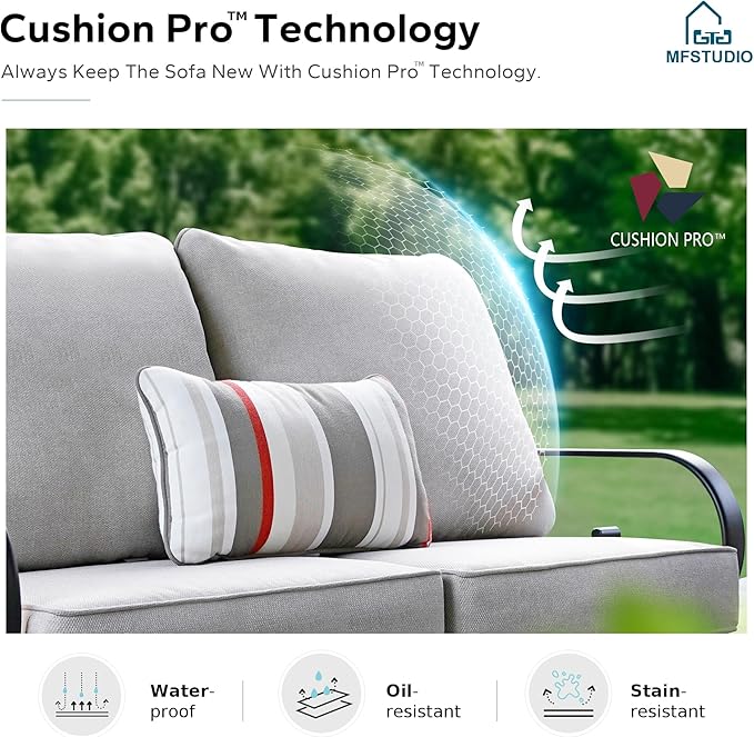 MFSTUDIO Patio Furniture Set, 2 Seat Outdoor Sectional Sofa Conversation Set,...