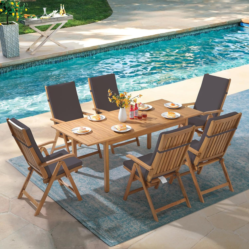 OC Orange-Casual Folding Patio Dining Chair Set of 4, Wood Chair,Dark Grey