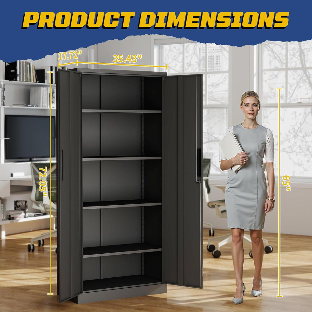Metal Garage Storage Cabinet, 72" Steel Tool Cabinets with Lock
