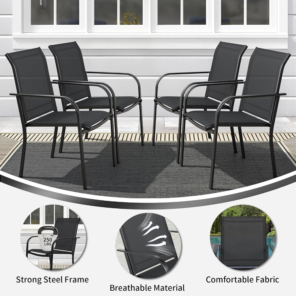 SUNCROWN 6 - Piece Outdoor Dining Set, Patio Furniture Set with 4 Textilene D...