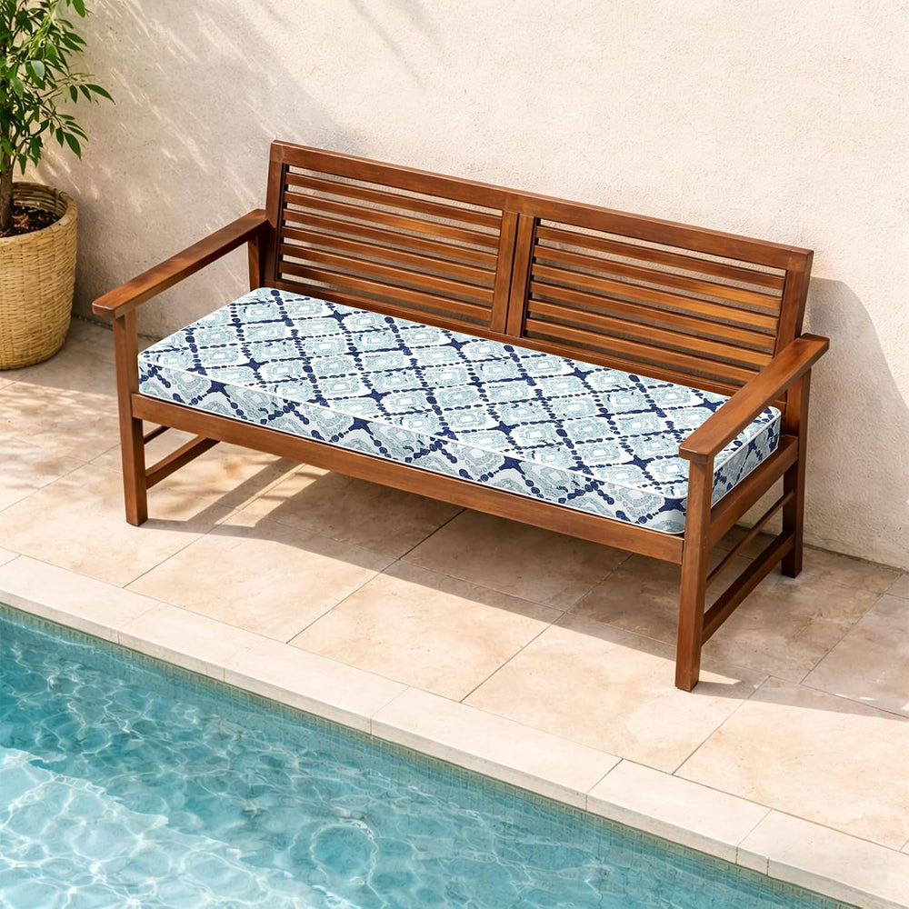 LVTXIII Bench Cushion with Ties, 48x18 Inch Water-Repellent Patio Furniture C...