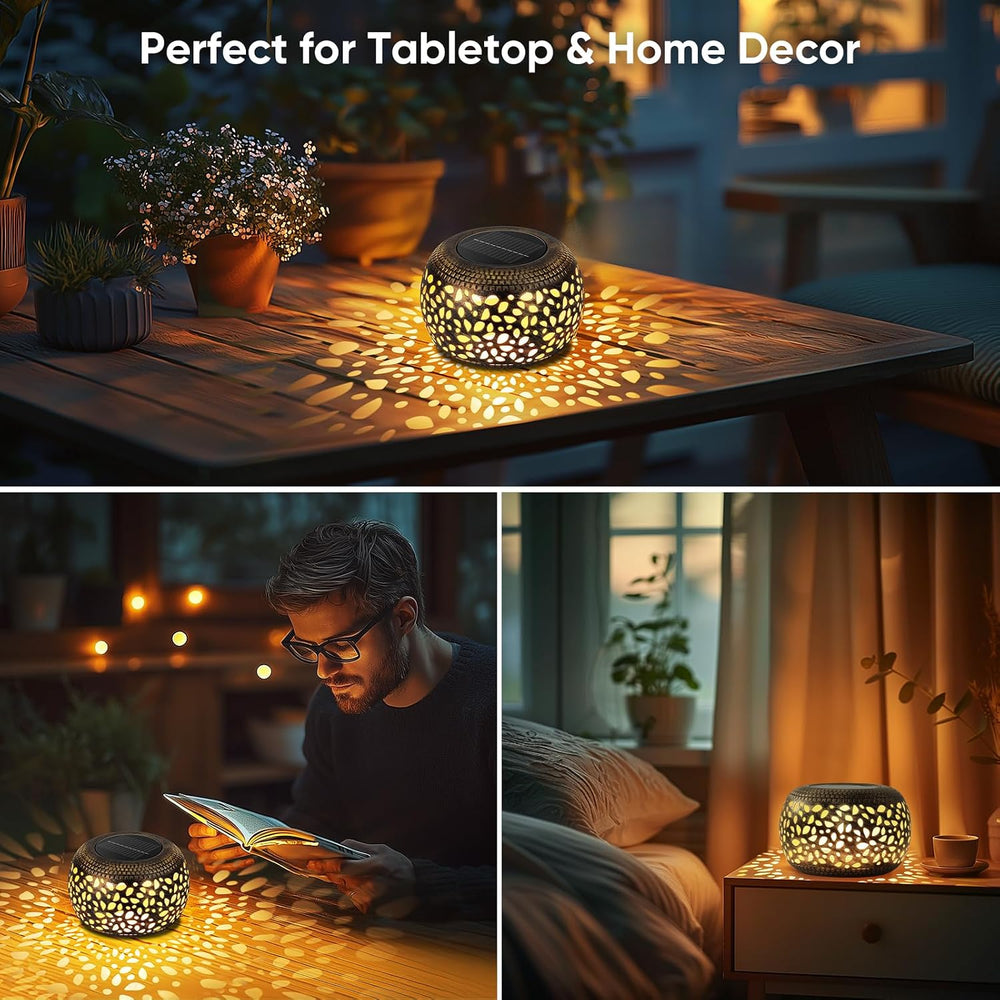 Solar Lanterns Waterproof Outdoor Decor: 2 Pack Hollow Out Solar Lights