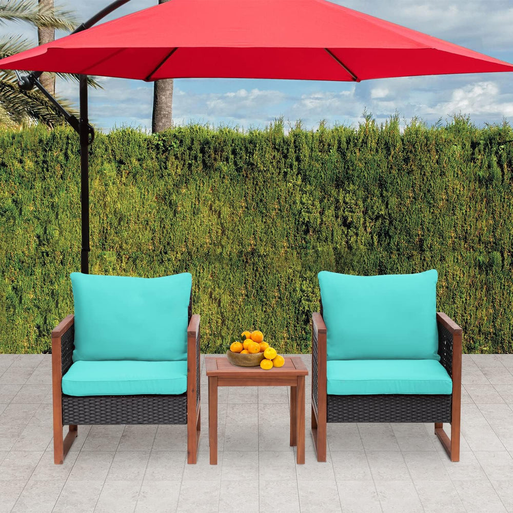 FDW 3-Piece Patio Bistro Set Acacia Wood Outdoor Chat Conversation Table Chai...