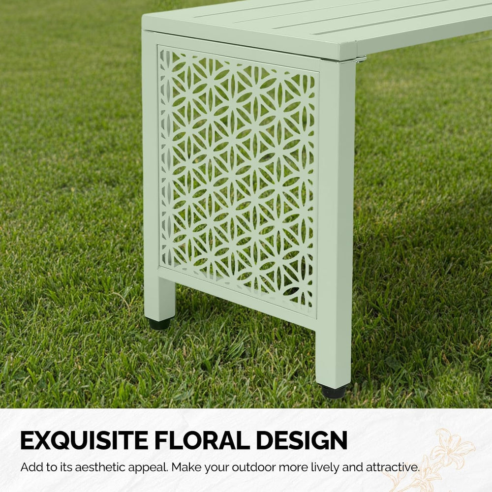 VINGLI 40in Outdoor Metal Bench, All-Weathe Backless Patio Bench with Slatted...