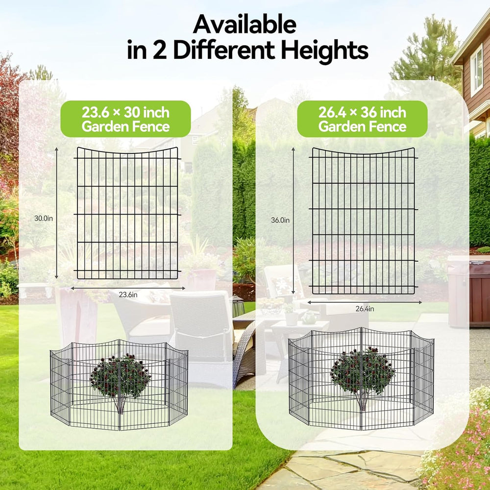 INJOPEXI Decorative Garden Fence 6 Panels 11.8ft(L)×30in(H) Garden Fences Out...