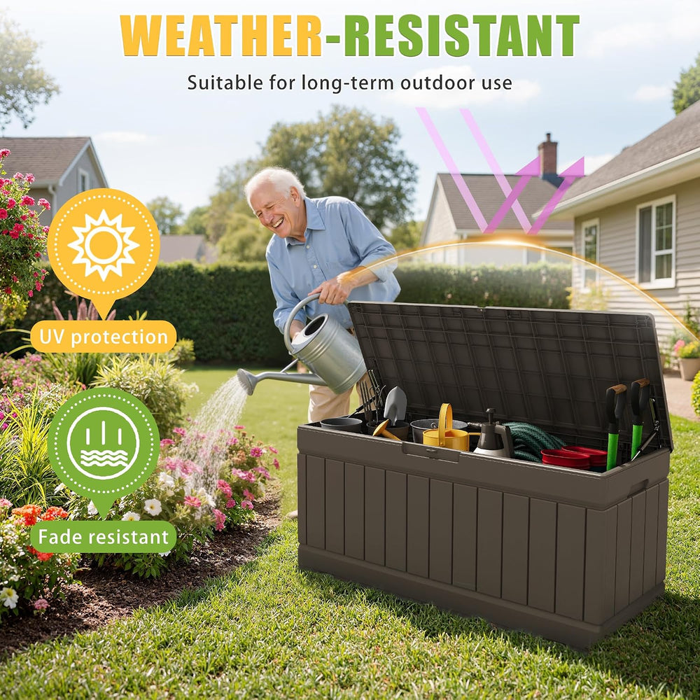 Greesum Outdoor Storage Box 82 Gallon Storage Bin with Lid for Patio Furnitur...
