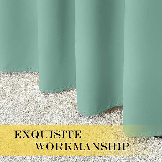 NICETOWN Aqua Blue Blackout Curtains for Bedroom 95 Inch Length - Thermal Ins...