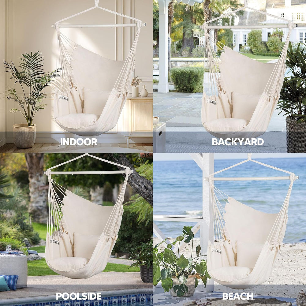 Hammock Chair Hanging Rope Swing Seat-Max 450lbs Capacity, Extra Large Hangin...