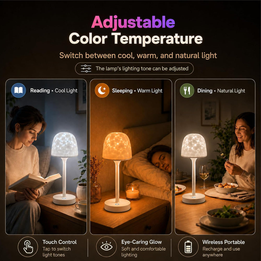 2-Pack Shower Lamp Waterproof Ocean Wave Projection Outdoor Table Lamps