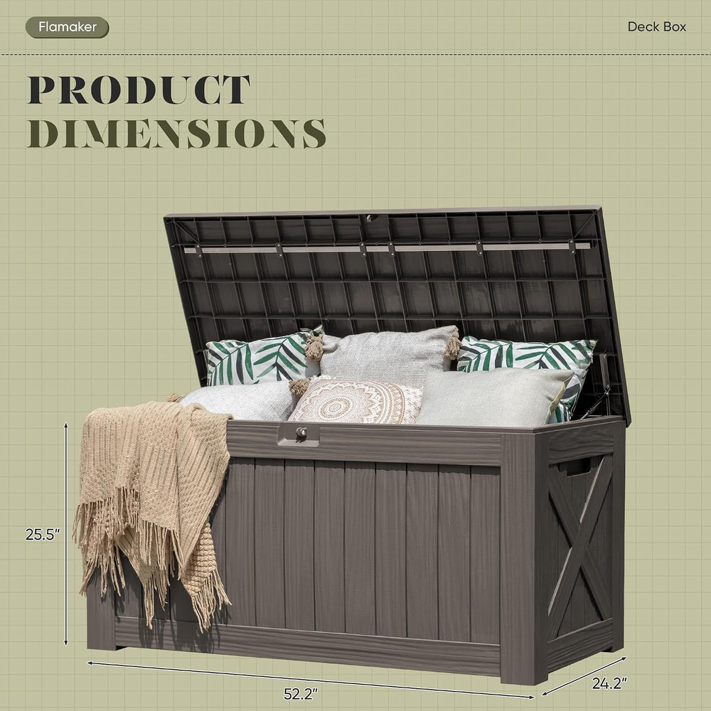 Flamaker 120 Gallon Deck Box Waterproof, Large Outdoor Storage Box Patio