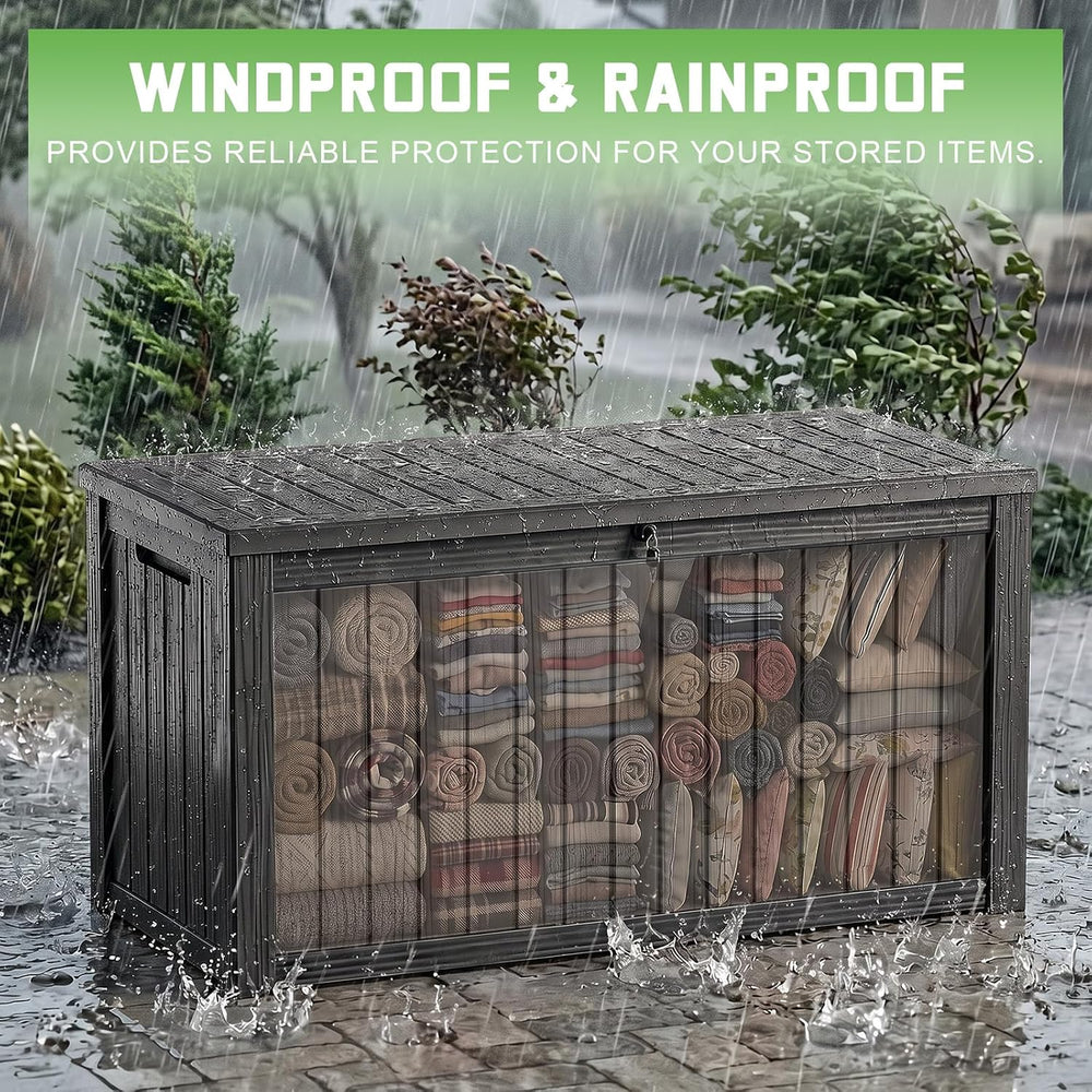 PatioZen 200 Gallon Deck Box Lockable Waterproof UV Resistant Black
