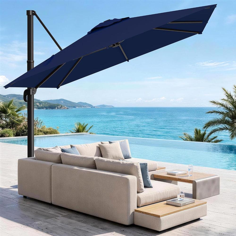 AreShark 10 X 13 FT Cantilever Umbrella w/ 360-Degree Rotation, Navy