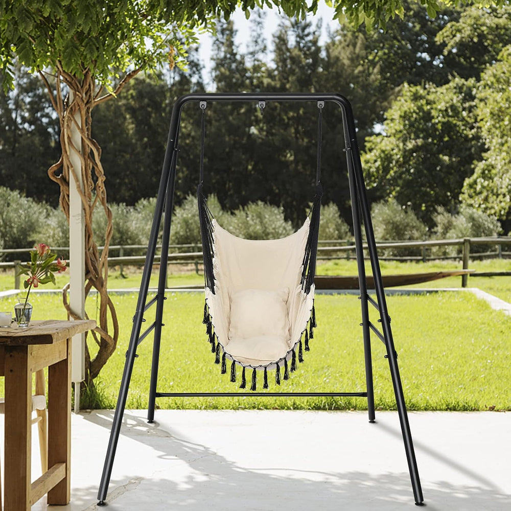 Outdoor Hanging Chair Stand, Heavy-Duty 450 LBS Support Outdoor Hammock Chair...