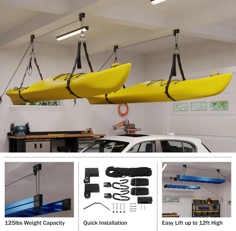 RAD Sportz Kayak Hoist 2-Pack Quality Garage Storage Canoe Lift with 125 lb C...