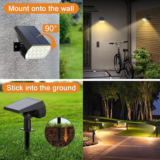 WELALO Solar Spot Lights Outdoor, [10 Pack/65 LED/3 Modes] 2-in-1 Solar Lands...