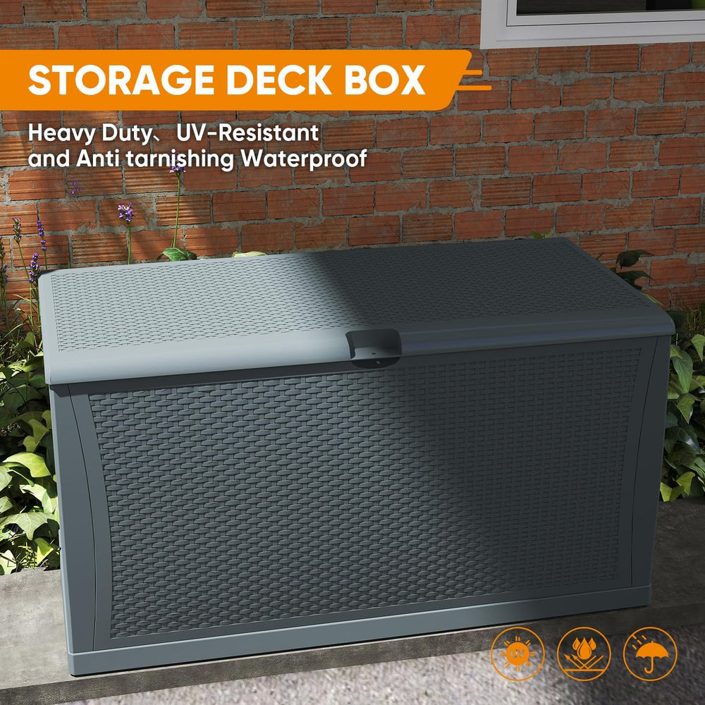 ZYJOYY 100 Gallon Resin Deck Box Waterproof Outdoor Storage Box