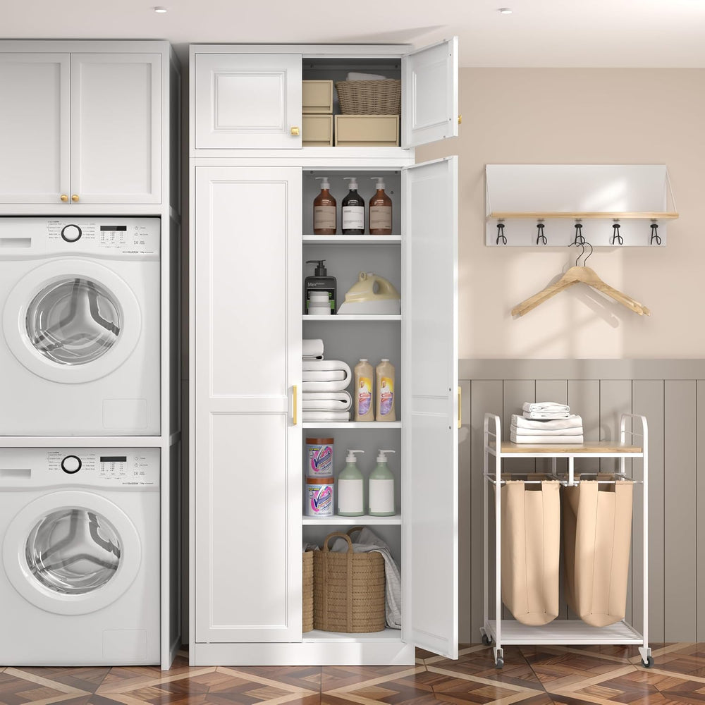 Steeloong 86"Metal Pantry Storage Cabinet with Doors & 4 Adjustable ...