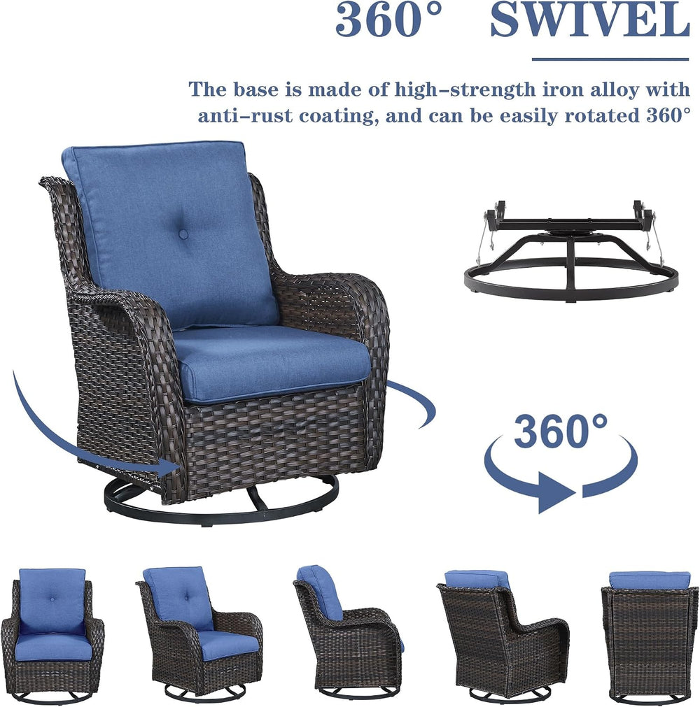 Belord Wicker Outdoor Furniture Patio Furniture Set - 6 Piece Patio Conversat...