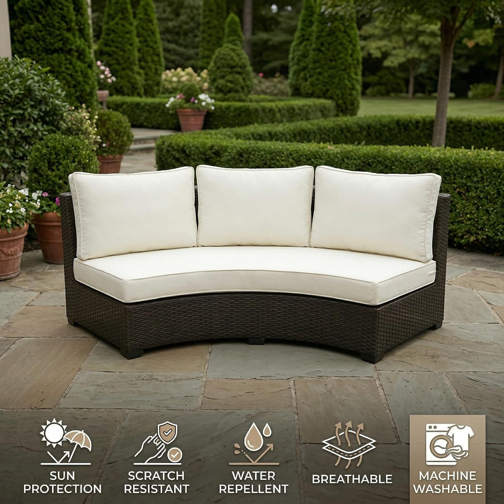 Outdoor Curved Sofa Cushion Couch Cover with Zipper 4-Piece Patio Half-Moon S...