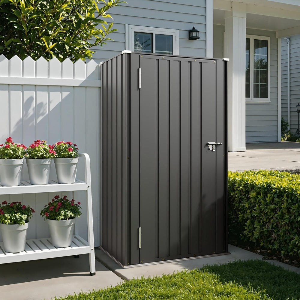 Patiowell 22 Cuft Storage Shed, Metal Vertical Storage Cabinet, Black