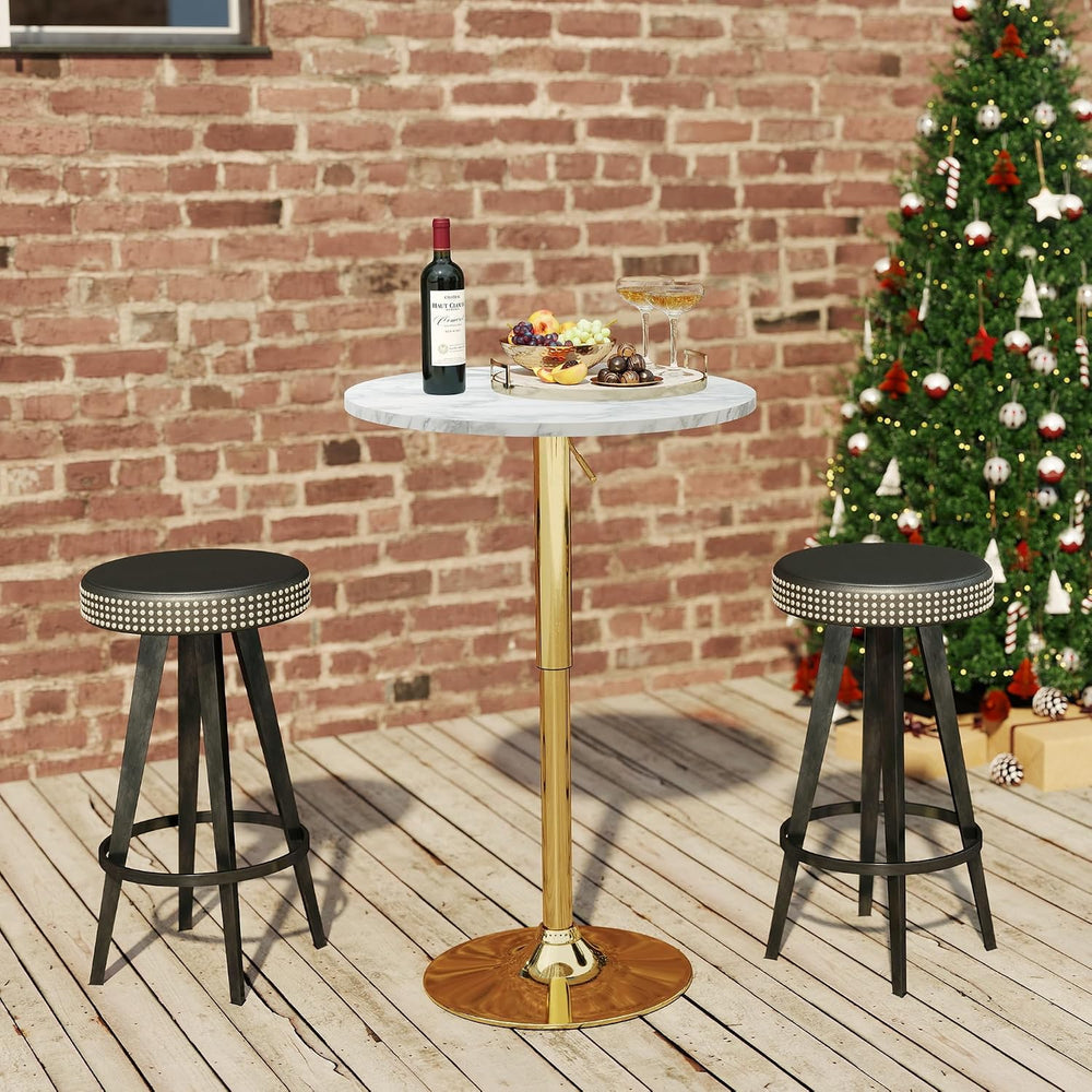 NOBPEINT Round Bar Tables, 360° Swivel Height Adjustable Bistro Pub Table wit...