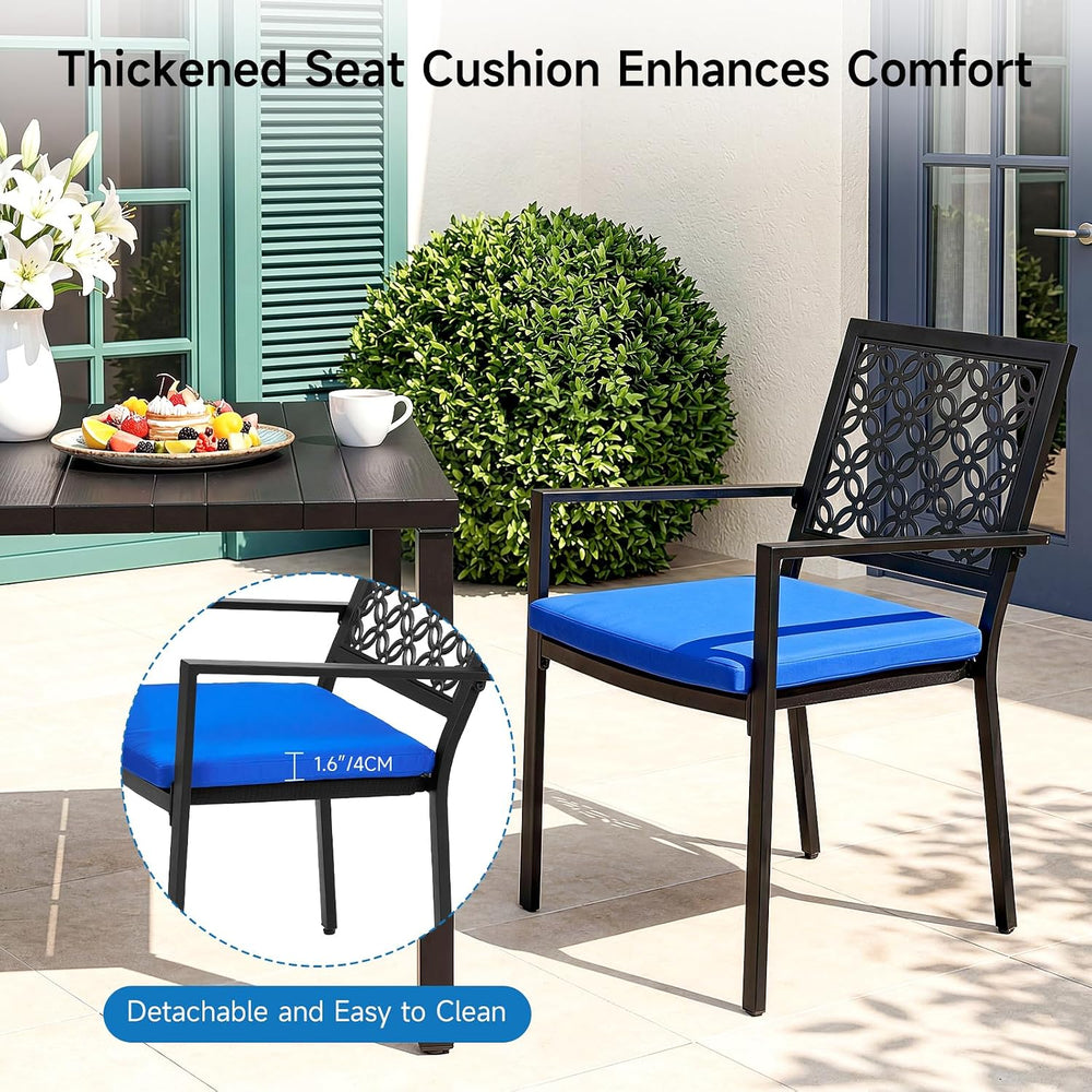 7 Piece Outdoor Dining Set with 6 Dining Chairs for Deck Garden Poolside